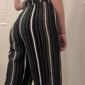 black and white striped flowy pants
